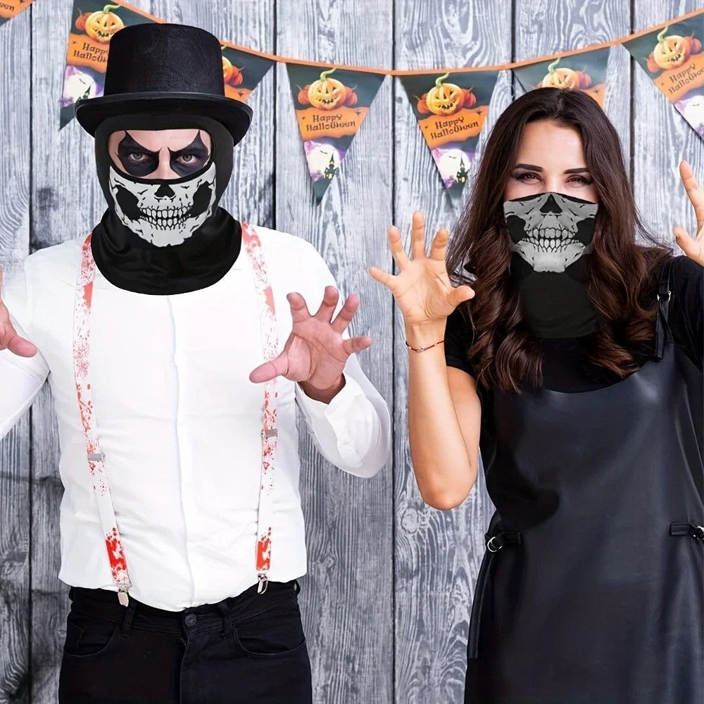 Ghost Skull Full Face Motorcycle Balaclava Mask for Halloween & Outdoor Activities