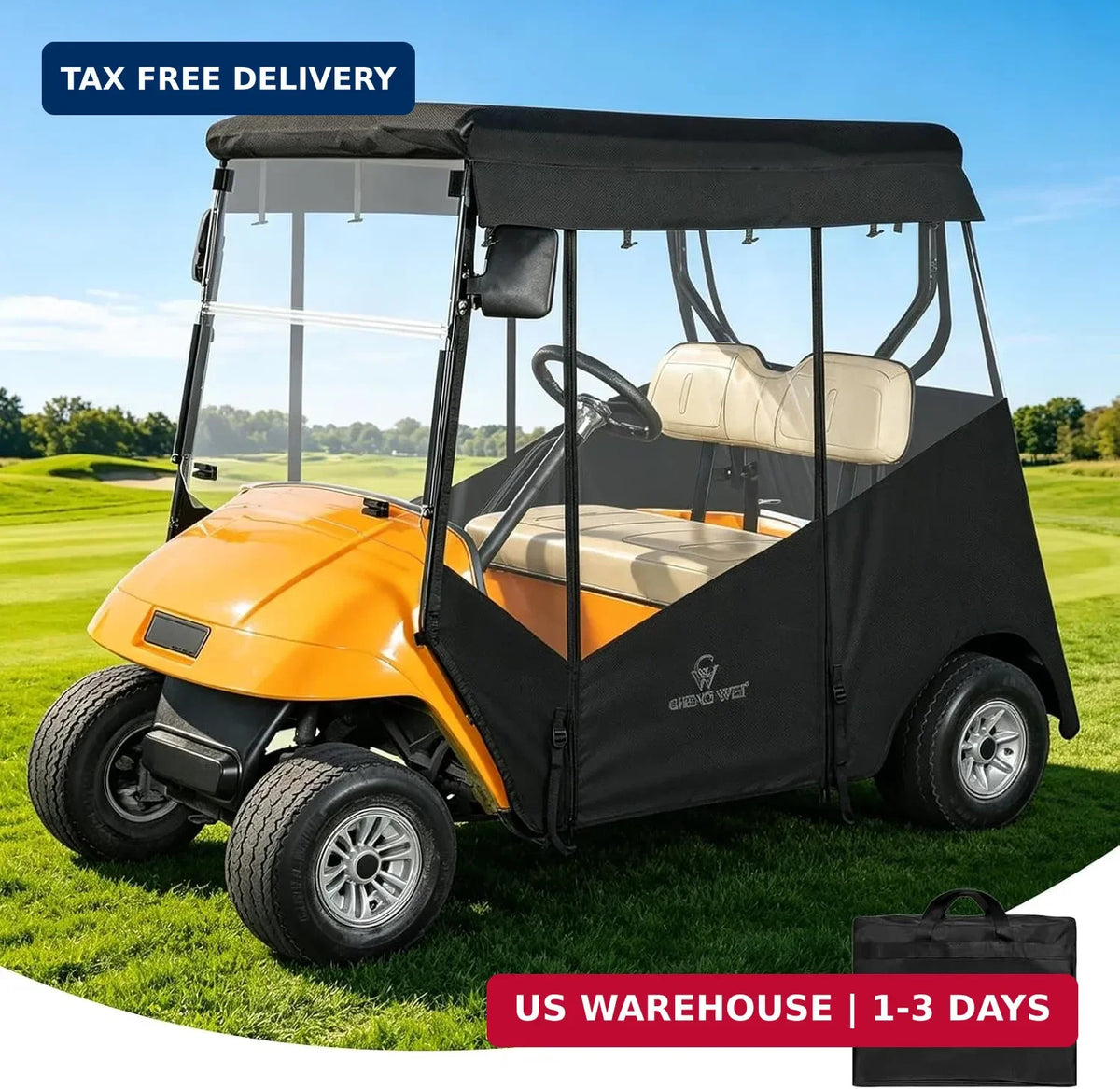 Golf Cart Enclosure for Ezgo TXT 2 Passenger Rain Cover with Clear PVC Windows