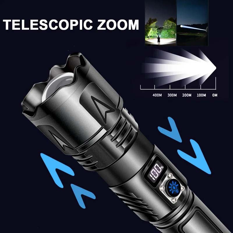 Rechargeable 2000000 Lumens LED Flashlight - High Power Tactical Torch