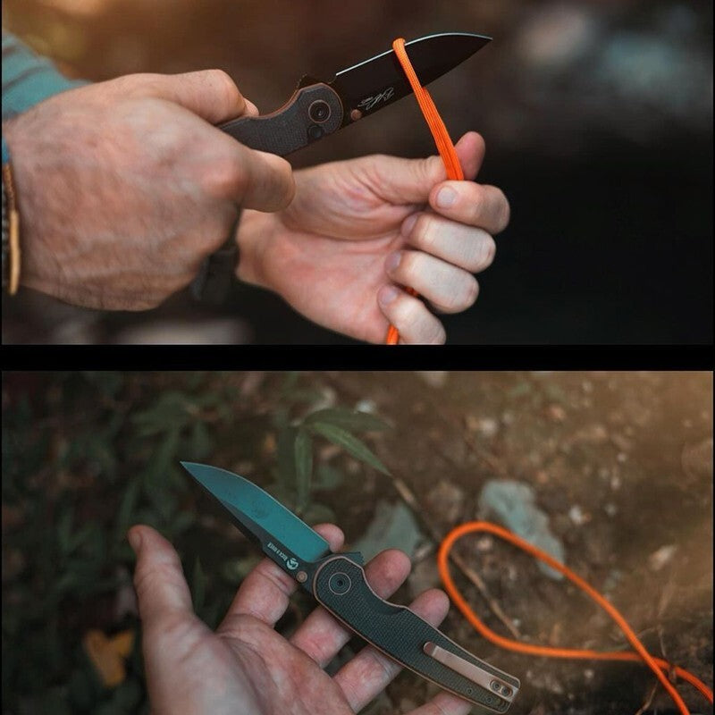 Folding Knife with 3-Inch K110 Steel Blade & Micarta Handle