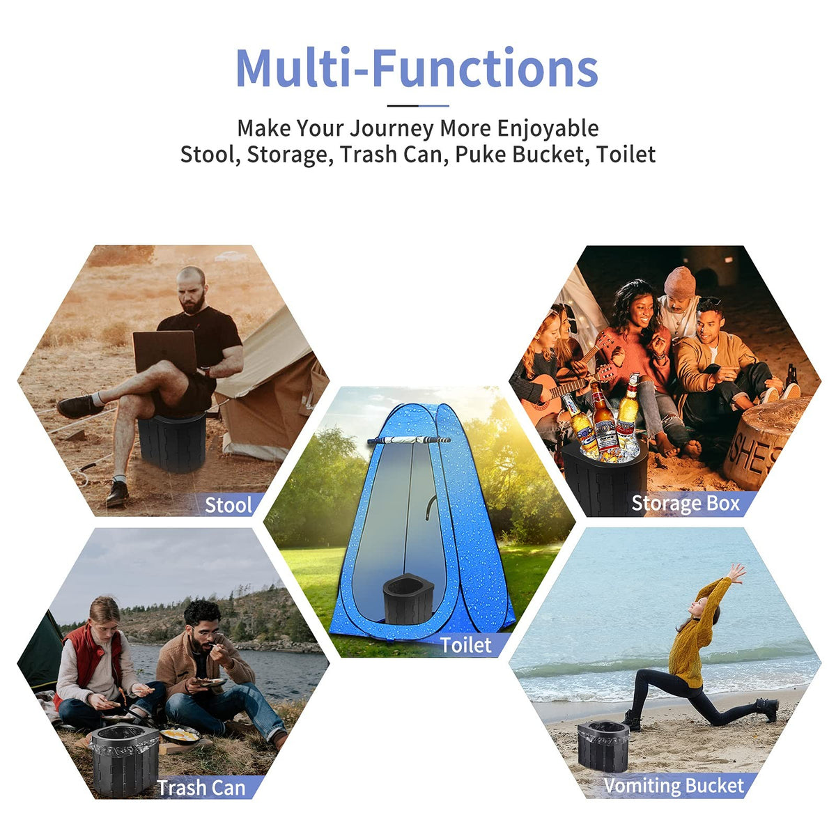 Foldable Camping Toilet with Carry Bag - Portable Travel Potty for Hiking & Road Trips
