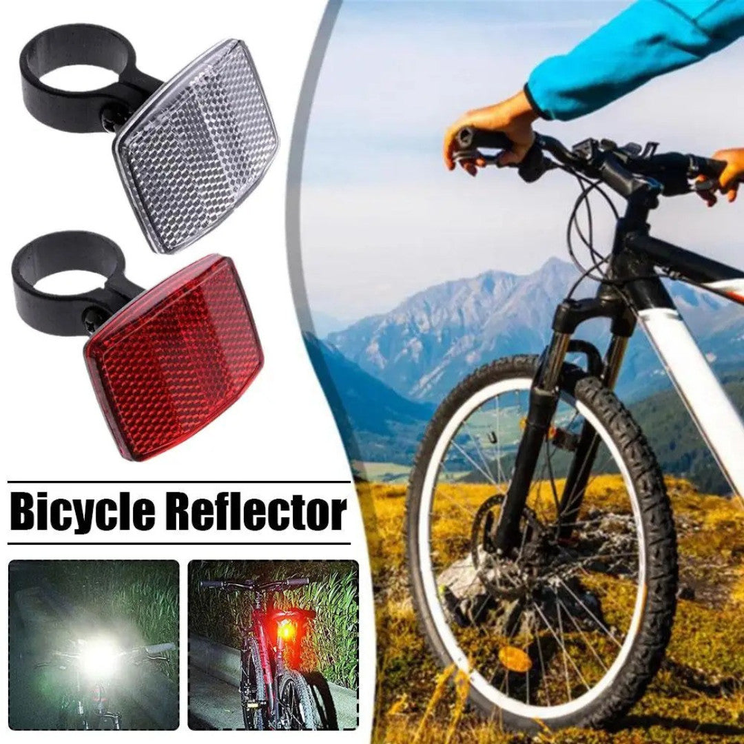 Bike Reflector Set Front White & Rear Red Safety Warning Lights