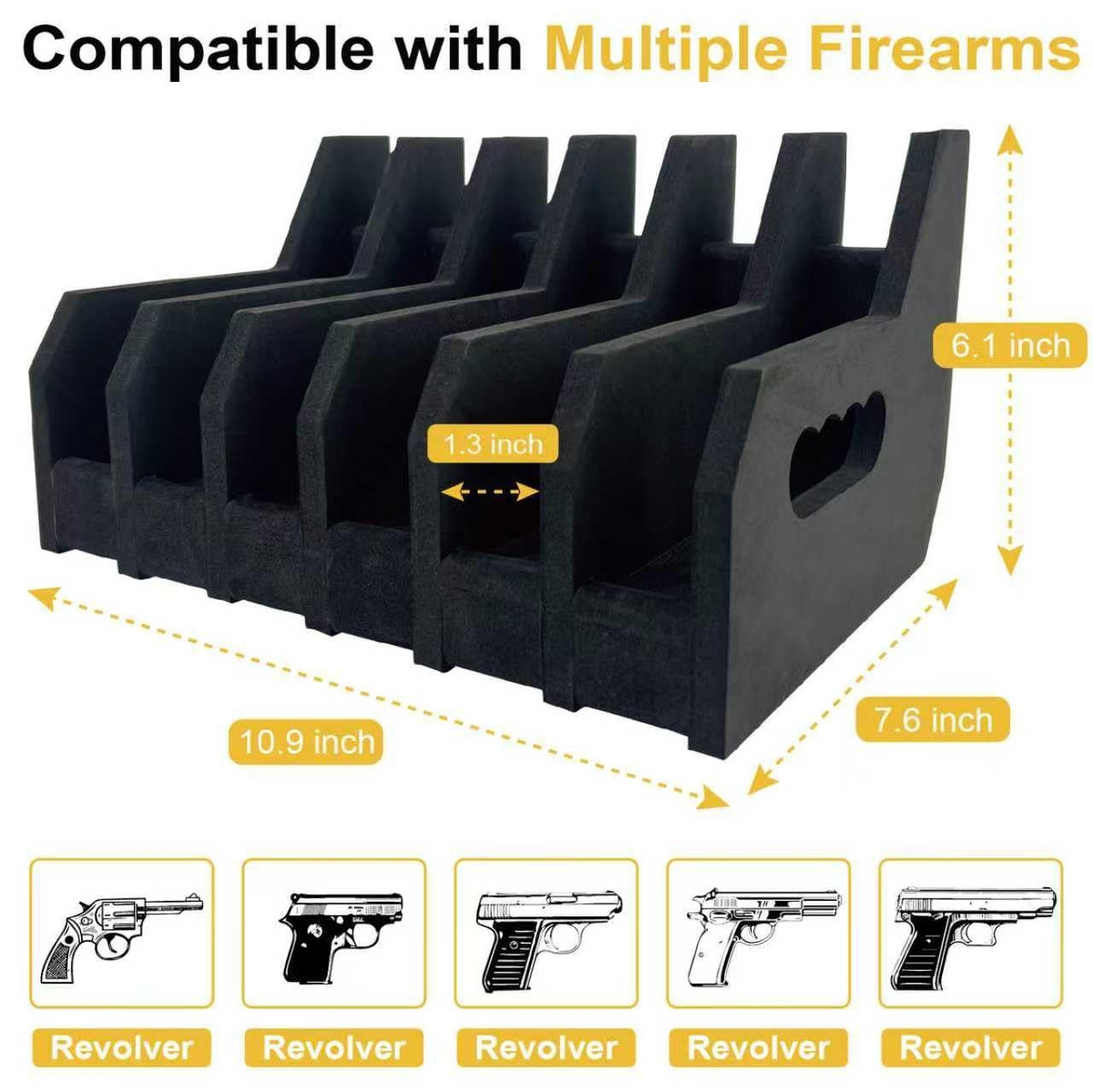 Pistol Rack Gun Safe Organizer for Revolvers & Handguns - Foam Storage