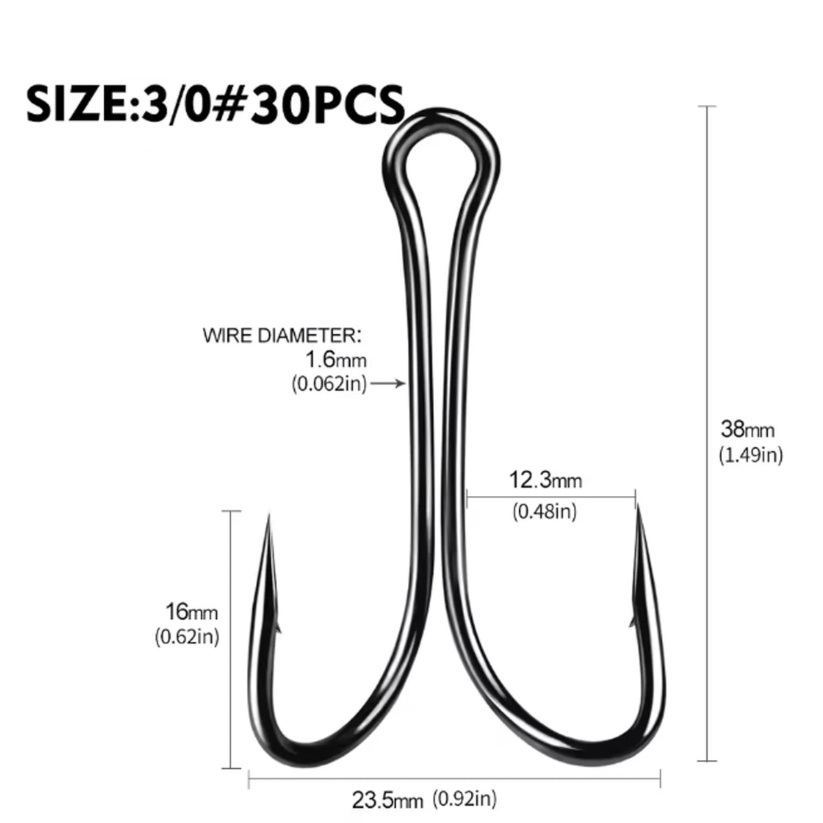 Double Fishing Hooks Carbon Steel Durable Toad Frog Hook Set - Multiple Sizes