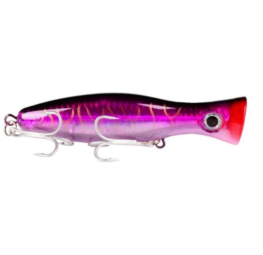 Floating Saltwater & Freshwater Fishing Lure - 1.5oz Topwater Popper with Rattle & Sharp Hooks