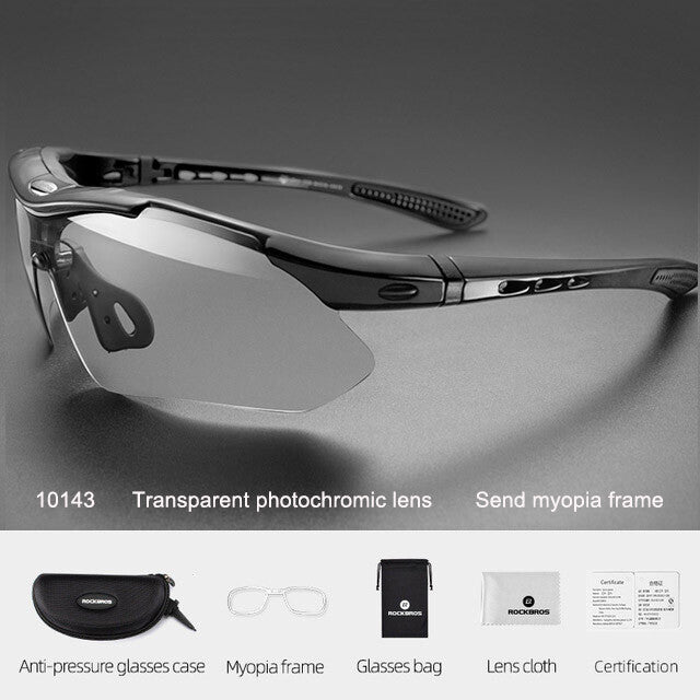 Photochromic Cycling Sunglasses with Polarized UV Protection and Interchangeable Lenses