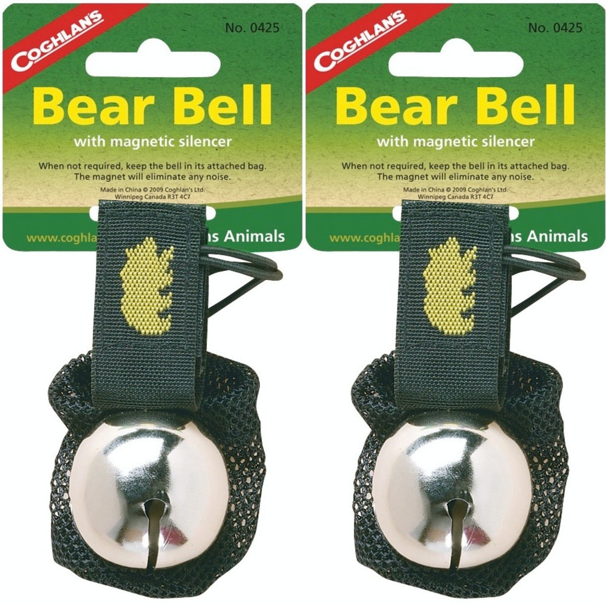 Bear Bell with Magnetic Silencer and Storage Bag - 2 Pack