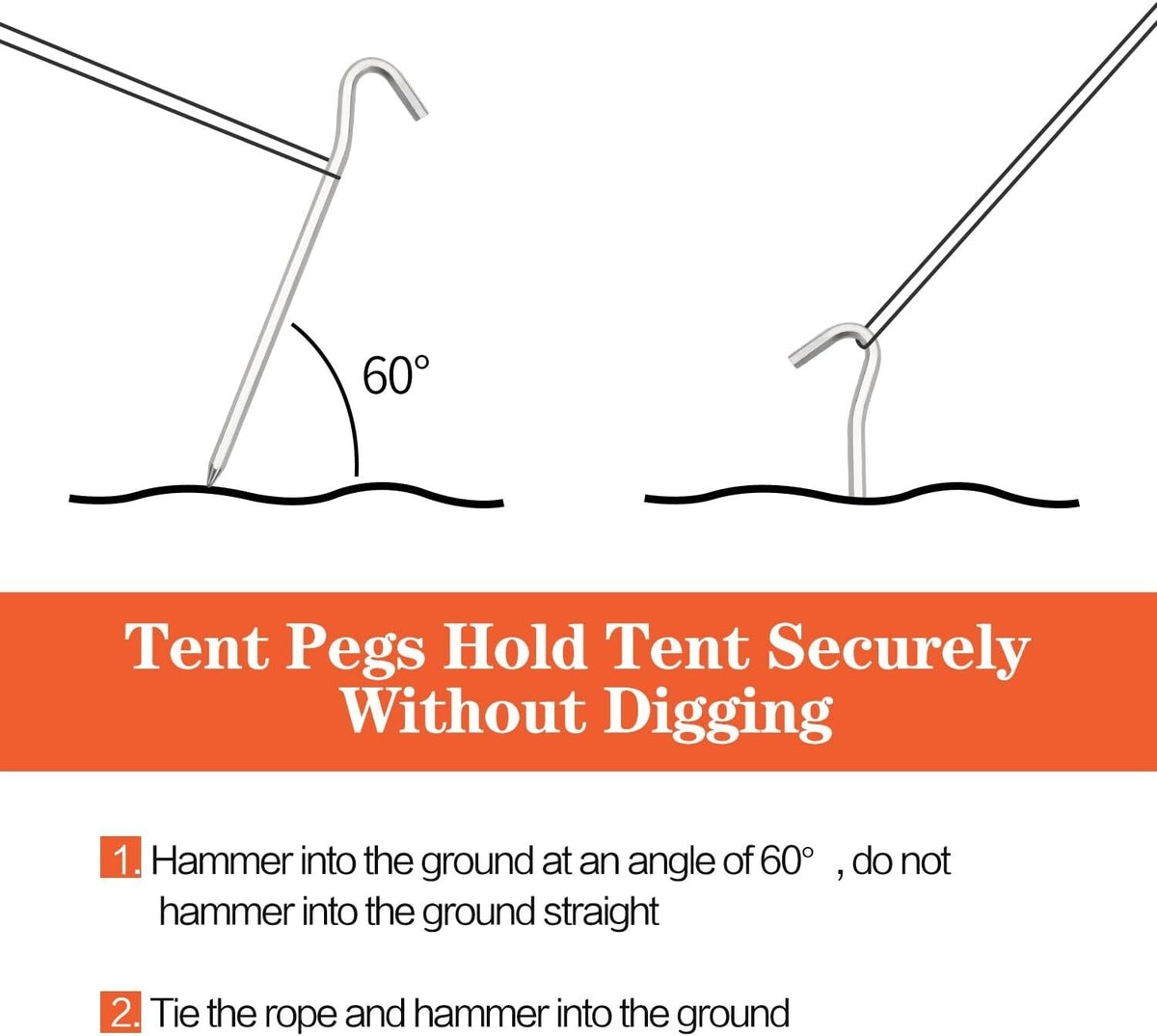 Heavy Duty 10 Inch Tent Stakes Set - Metal Ground Pegs for Camping & Outdoor