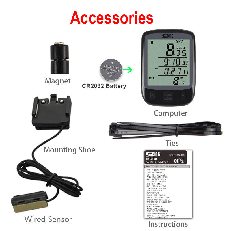 Wireless Bike Speedometer with LCD Odometer Waterproof Cycling Computer