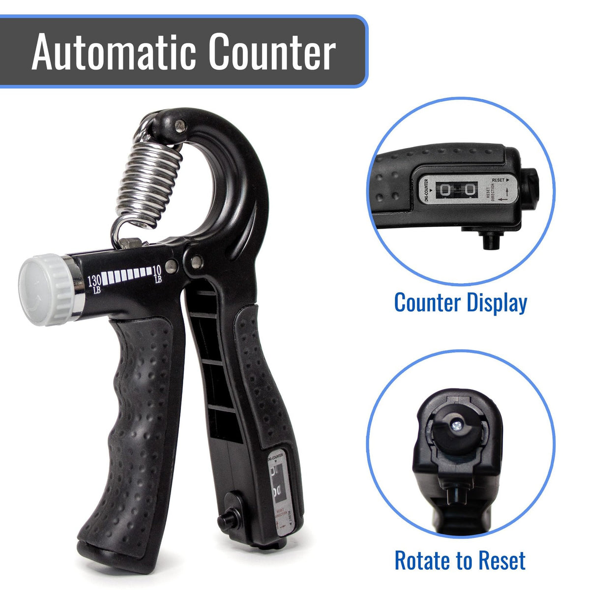 Adjustable Hand Grip Strengthener for Exercise & Rehabilitation - Black