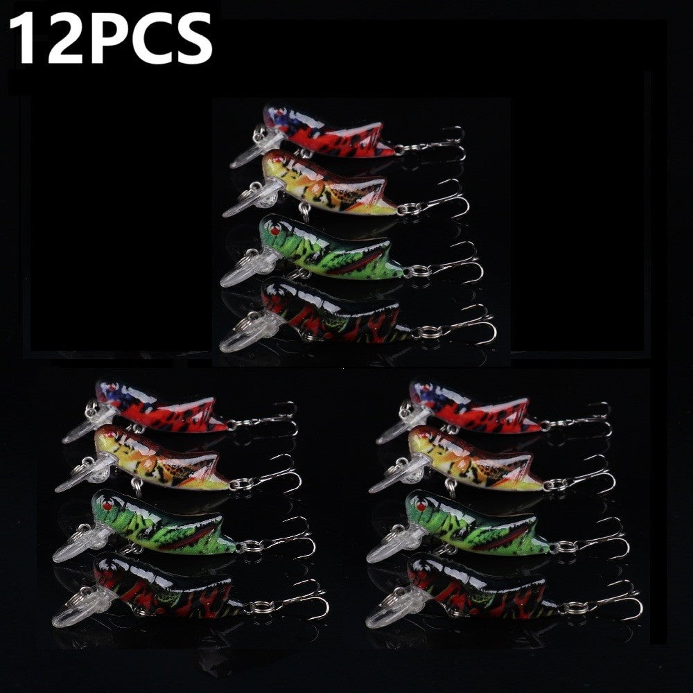 12pcs Hard Bait Artificial Fishing Lures with Sharp Hooks Topwater Grasshopper