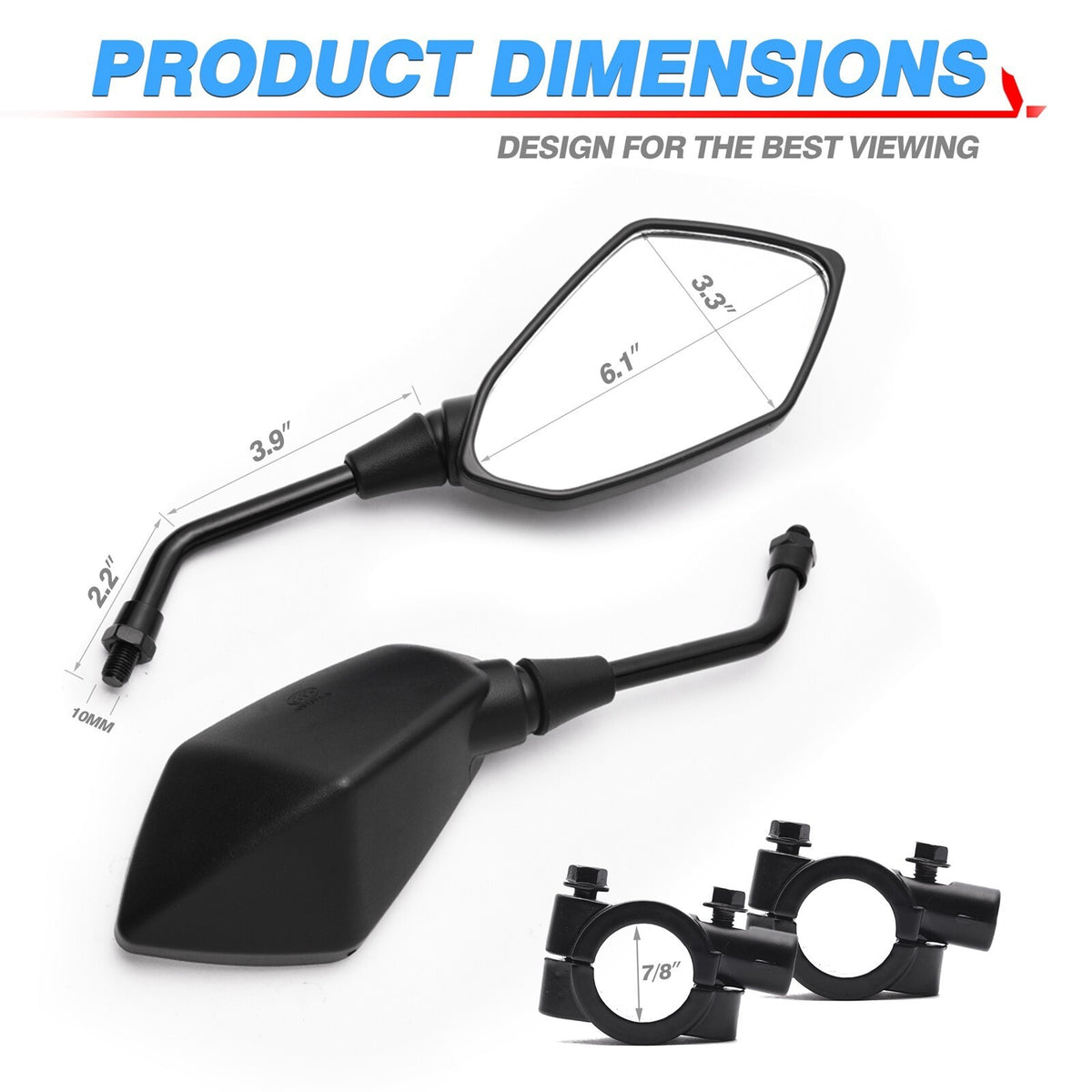 Universal 7/8" Handlebar End Rearview Mirror for Motorcycle Side View