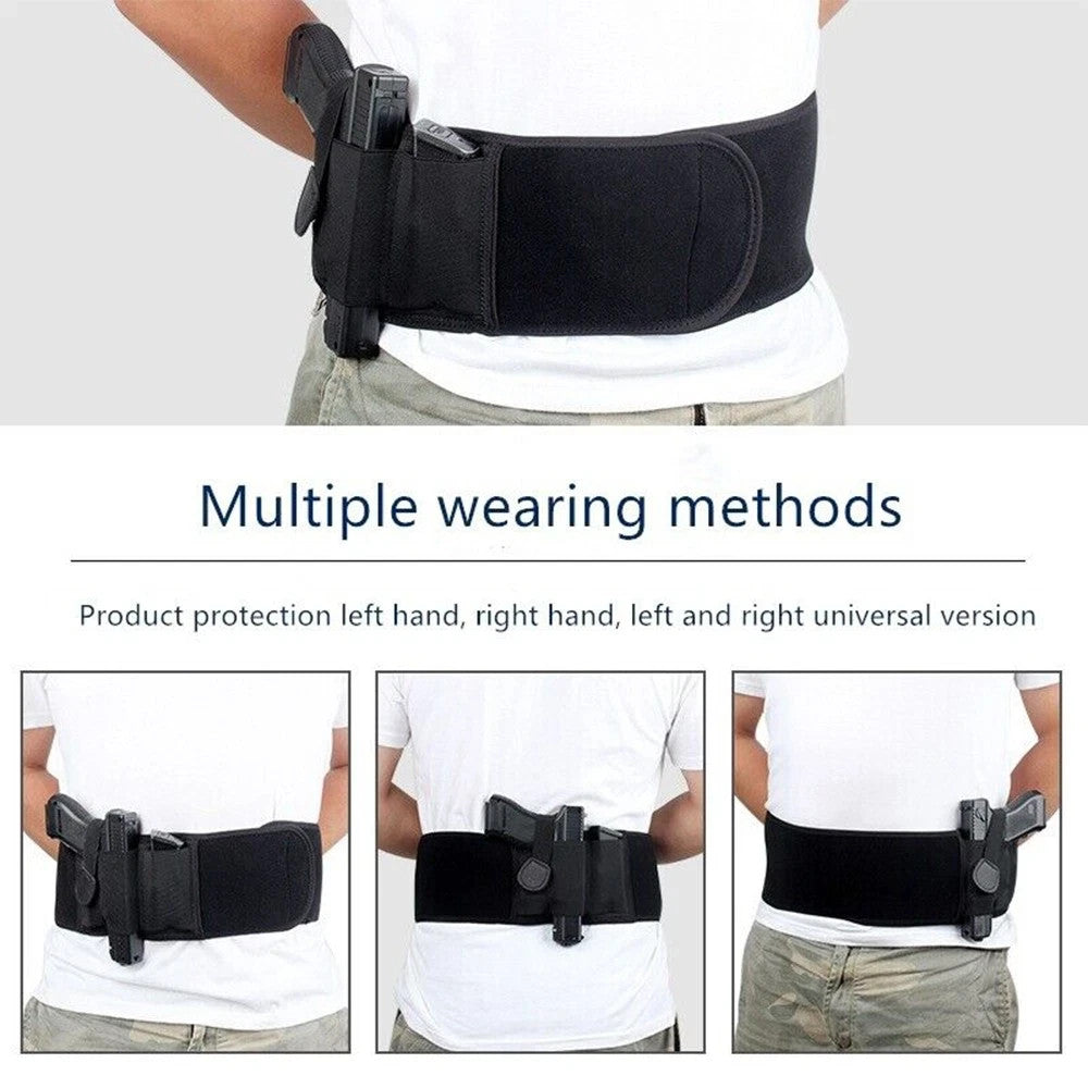 Concealed Carry Belly Band Holster for Pistols & Revolvers - Black