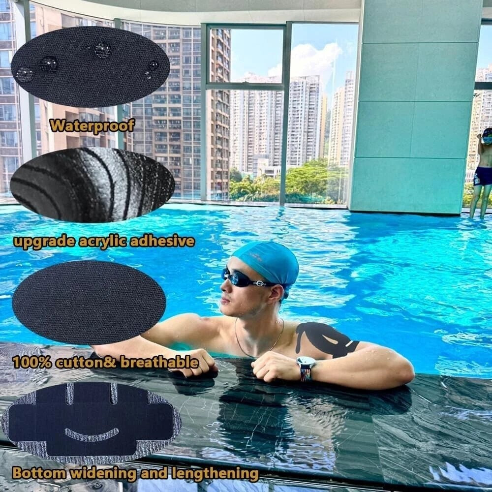 Breathable Kinesiology Tape for Muscle Pain Relief - 12pcs Black Sports Wrap