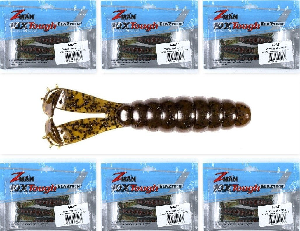 Z-Man GOAT Watermelon Red Soft Plastic Bait - 3.75 Inch, 4 Pack