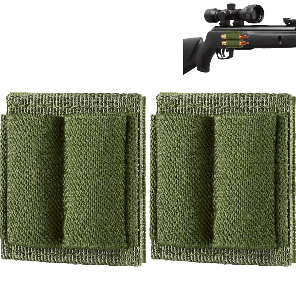 2PCS Rifle Bullet Shell Holder with Hook & Loop for Hunting & Shooting