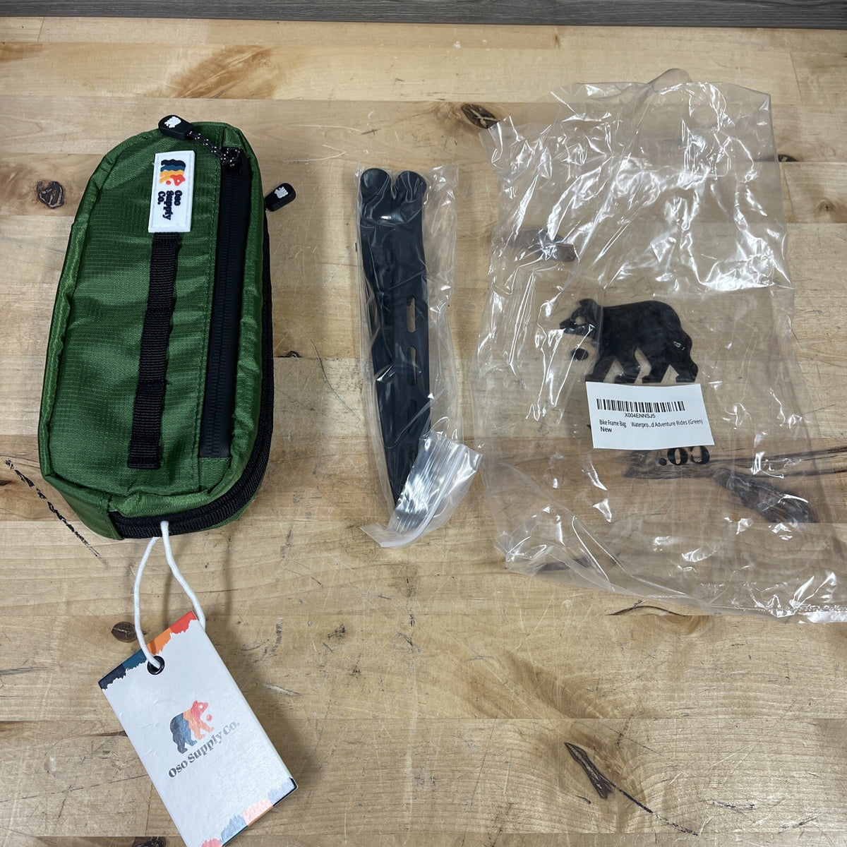 Waxed Canvas Bike Frame Bag Waterproof Cycling Storage Green