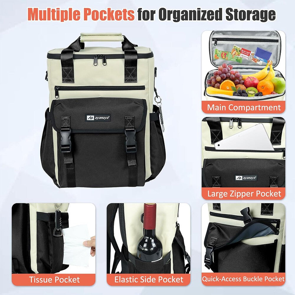 Insulated Leakproof Waterproof Cooler Backpack for Food and Drinks - Large Capacity