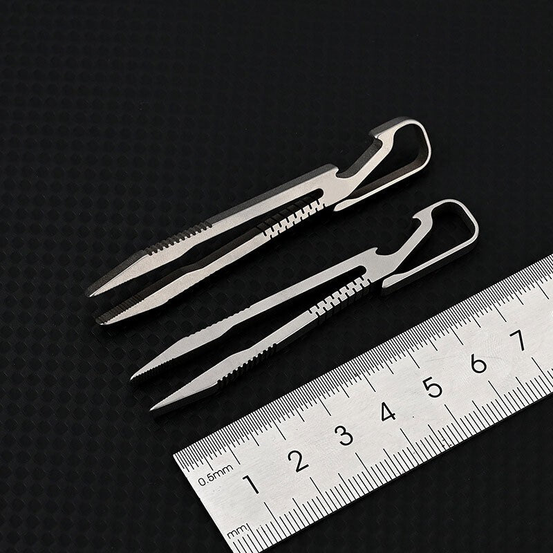 Mini Titanium Alloy Keychain Tweezers 77mm Portable Outdoor Tool