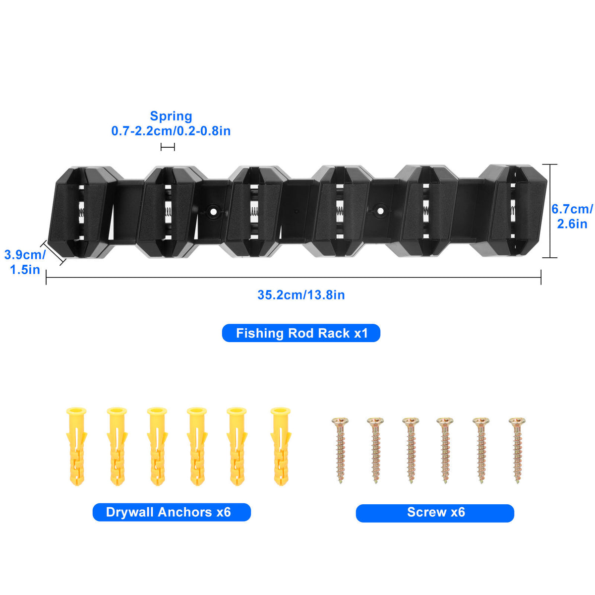 Wall Mount Fishing Rod Holder Rack for Garage & Boat Storage, Black