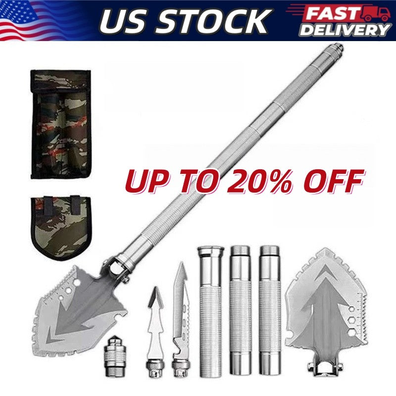 Camping Shovel 23-in-1 Folding Multi-Tool with Detachable Spade Kit