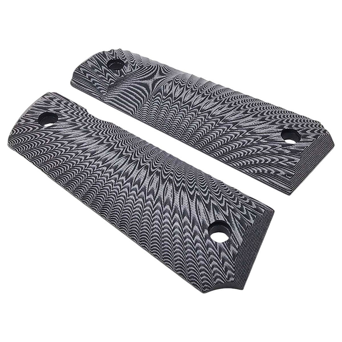 1911 G10 Full Size Black Gray Sunburst Tactical Pistol Grips - Ambidextrous