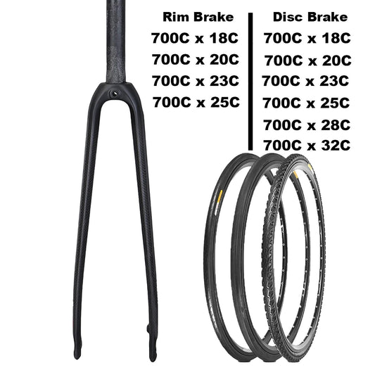 700C Carbon Road & Gravel Bike Fork - Lightweight Disc Brake Compatible