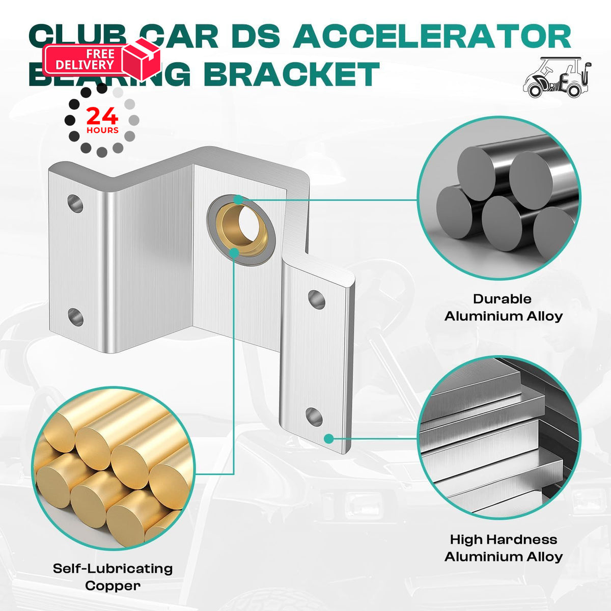 Golf Cart Accelerator Bearing Brackets for Club Car DS - Silver
