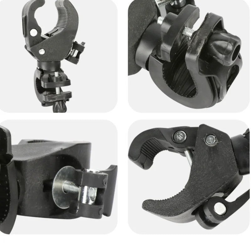 Bike Handlebar Light Mount Clip - 360° Swivel Flashlight Holder Bracket