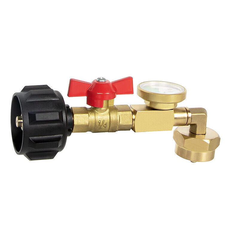Propane Refill Adapter Kit with Gauge and ON-Off Valve for 1Lb to 20Lb Tanks