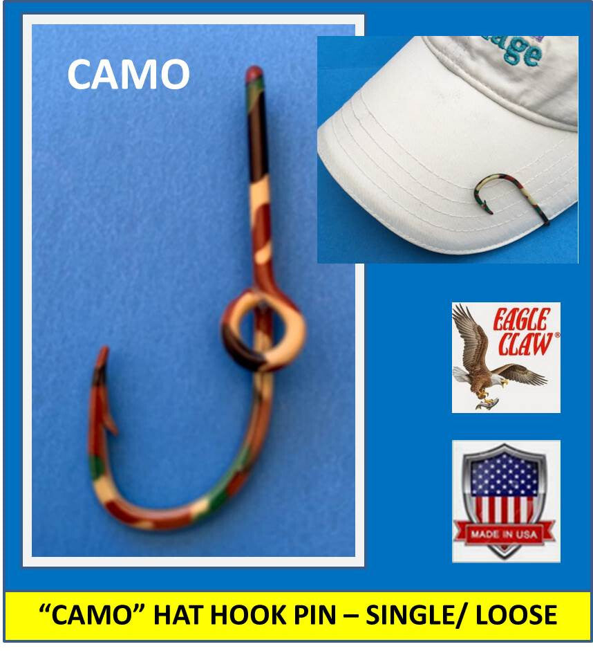 Fishing Hook Hat Pin Money Clip Camo Eagle Claw Original