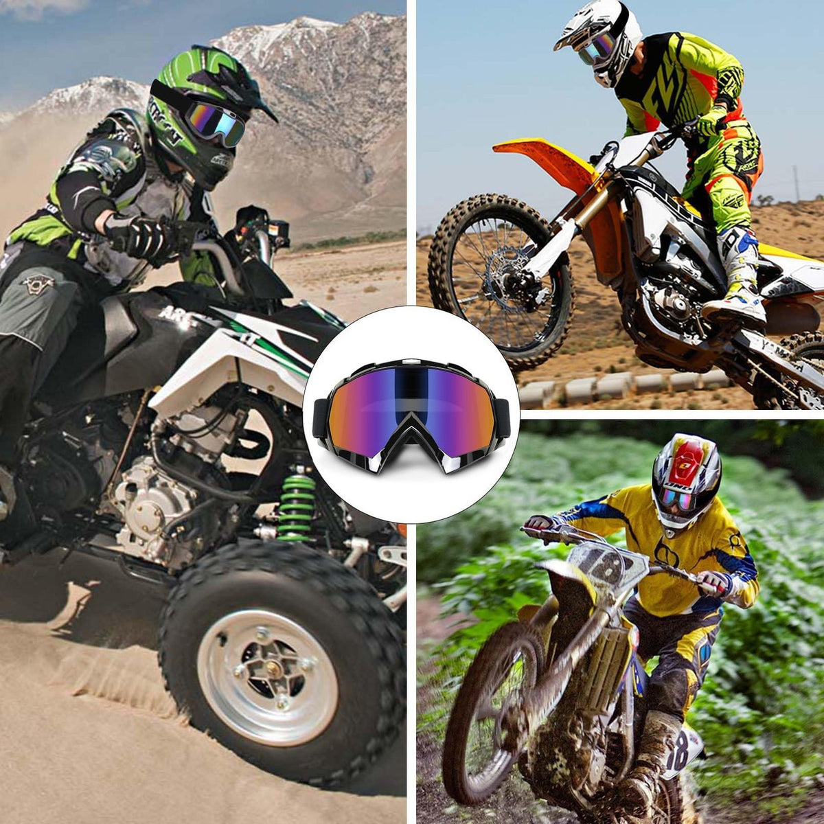 Off-Road Motorcycle Goggles Fit Over Glasses UV400 Anti-Fog Dustproof Durable