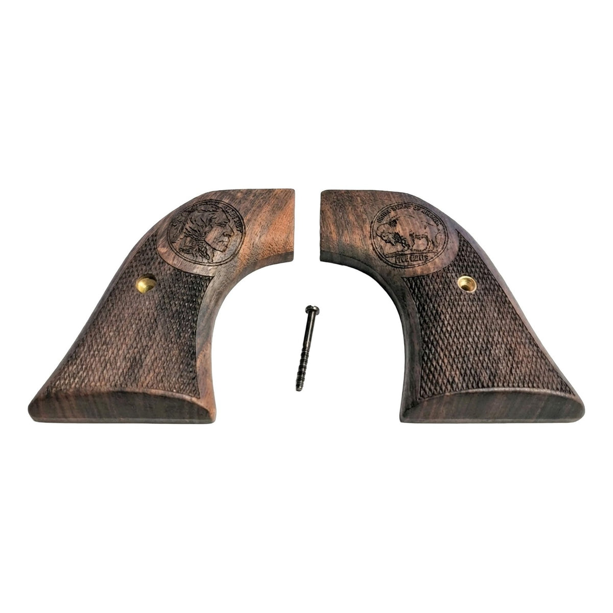 Ruger Revolver Walnut Buffalo Nickel Grips - Fits Super Wrangler & Blackhawk