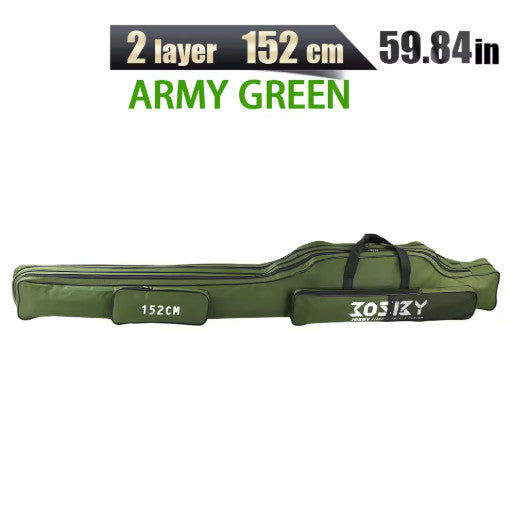 Foldable Fishing Rod Storage Bag Case 122/152/182cm with Multiple Compartments