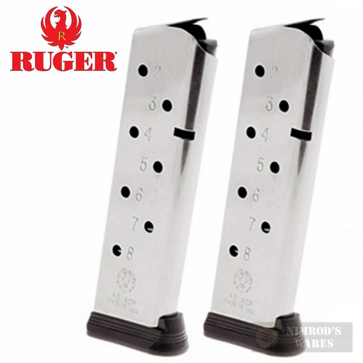 Ruger SR1911 45ACP 8-Round Magazines Set - Stainless Steel 2-Pack
