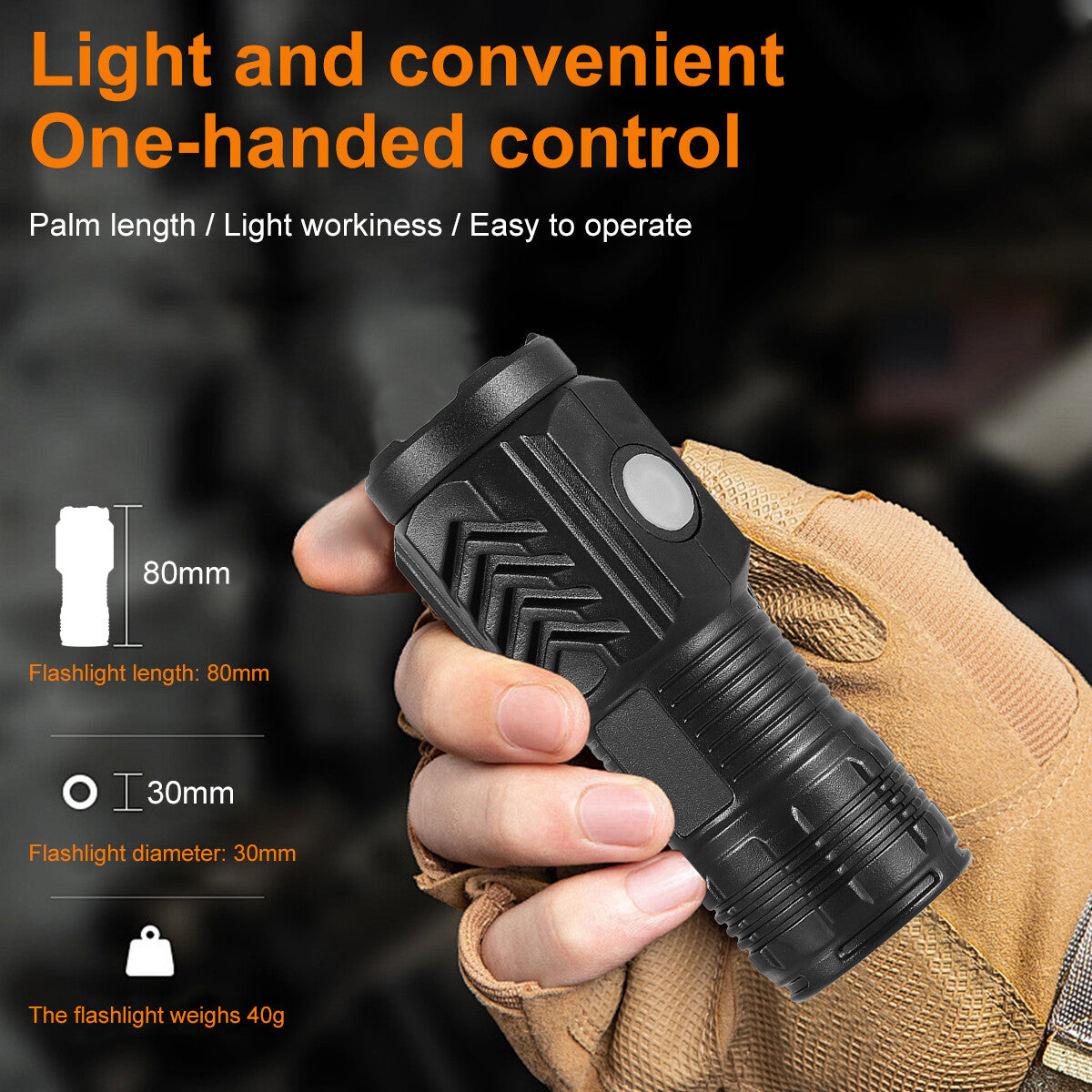 Mini LED Tactical Flashlight USB Rechargeable Handheld Work Light