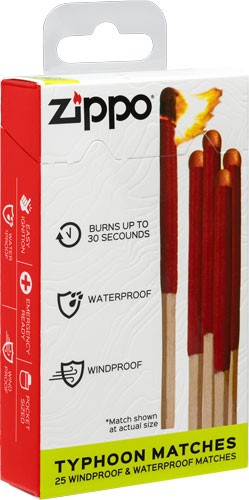 Windproof Waterproof Matches - Zippo Typhoon 25 Pack