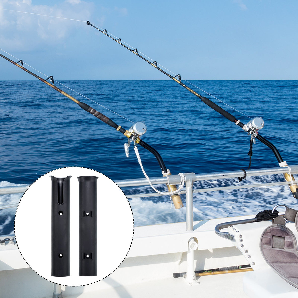 6 Pack Fishing Rod Wall Mount Brackets - Plastic Tube Rack with Screws