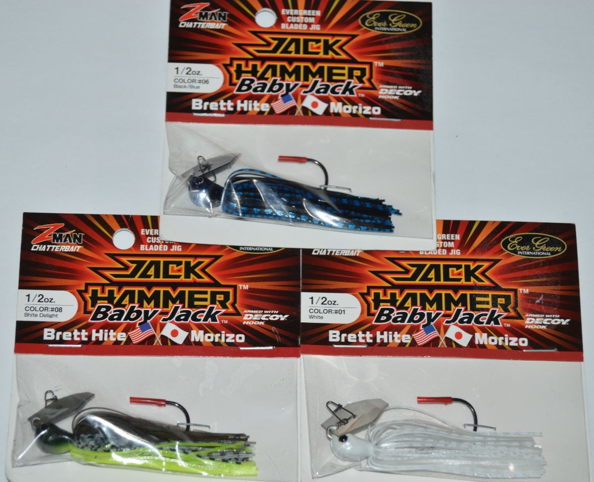 3-Piece Bladed Jig Lure Set - 1/2oz Evergreen Baby Jack Hammer Assortment