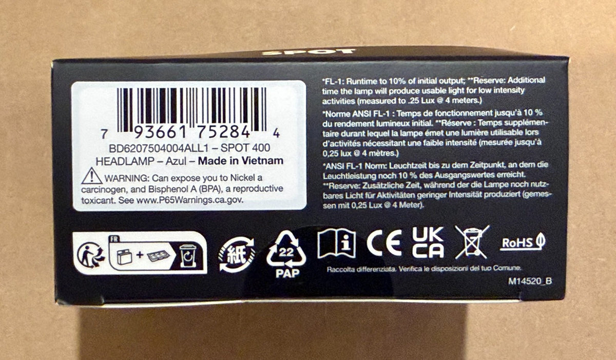 Black Diamond Spot 400 Headlamp Blue 400 Lumens Waterproof Rechargeable
