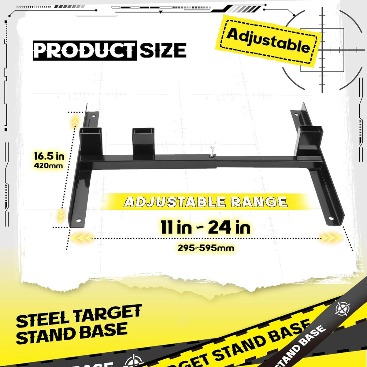 Adjustable Shooting Target Stand Base for Paper and Cardboard Silhouettes
