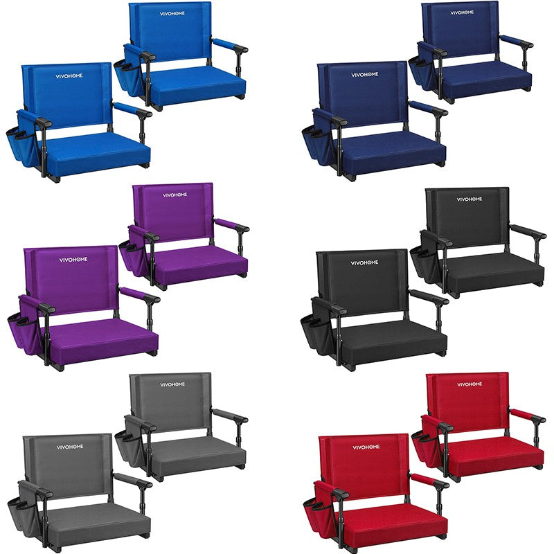 Portable Stadium Bleacher Seat with Armrests & Cushion, Shoulder Strap 2 Pack