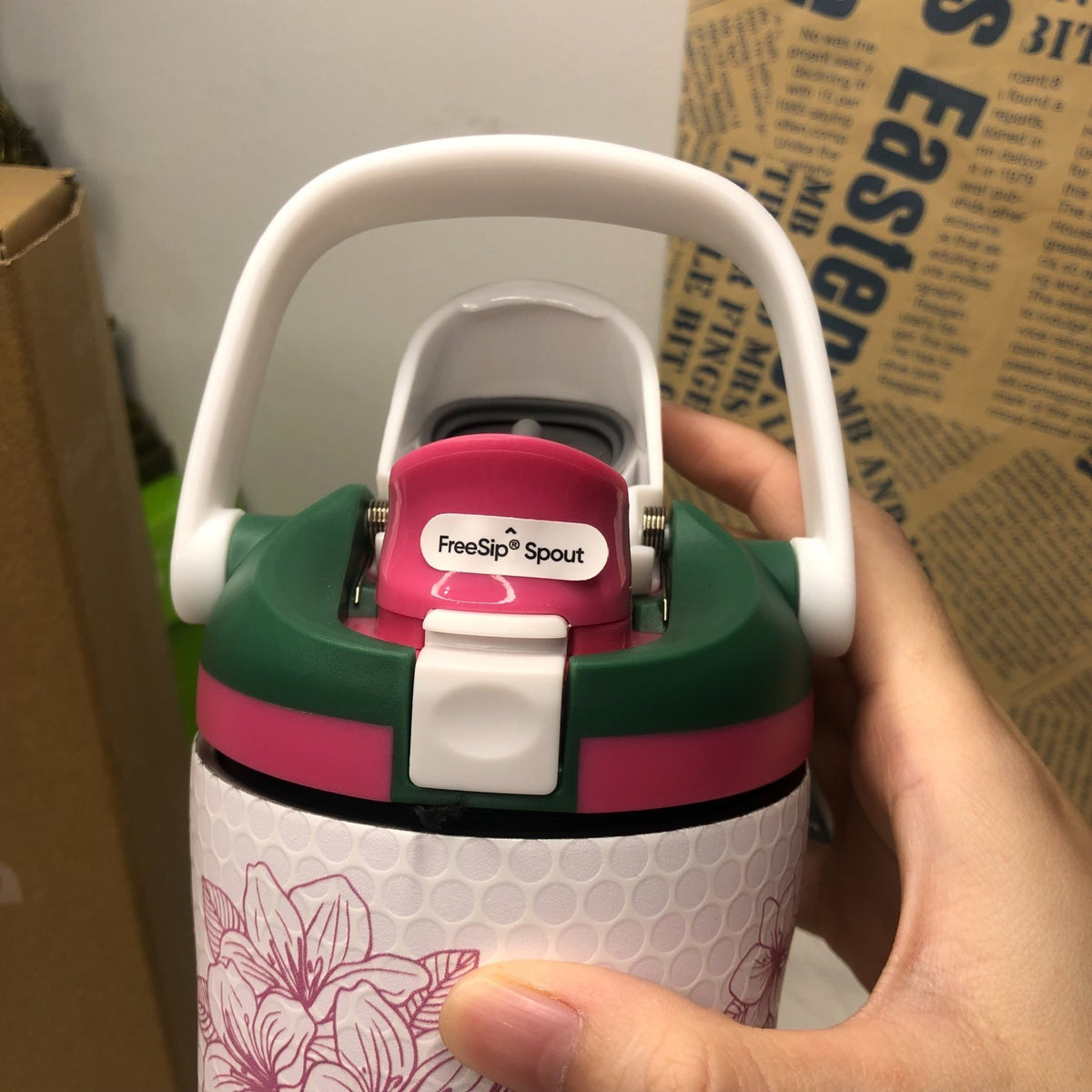 30oz Insulated Water Bottle with Floral Design - Leakproof & Durable