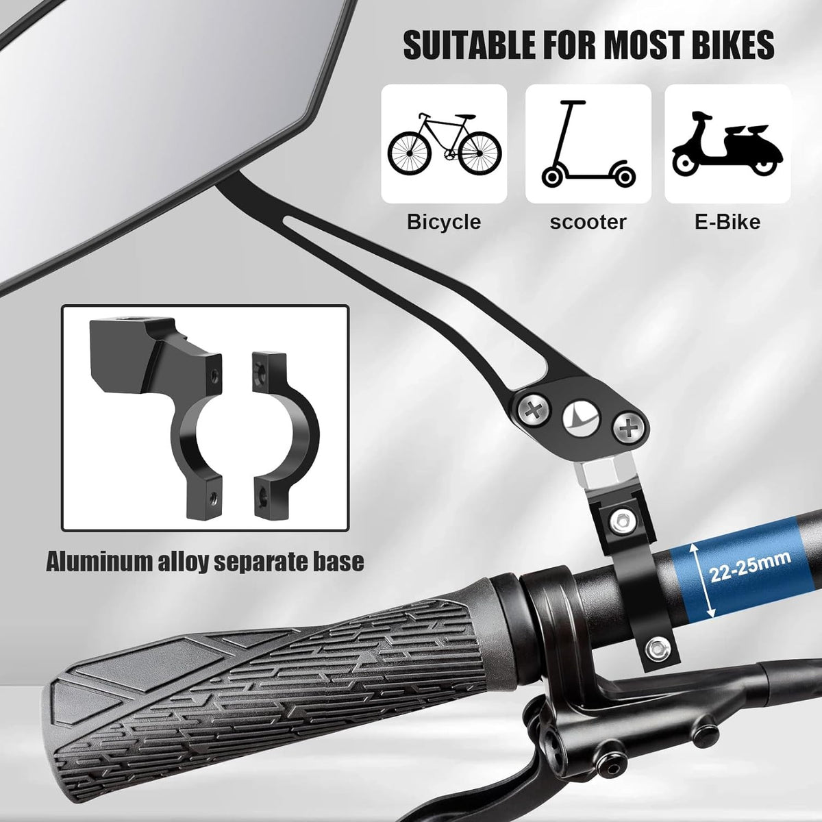 Bike Mirrors 2 Pack - Large HD Handlebar Rear View Mirrors for Bicycle & E-bike