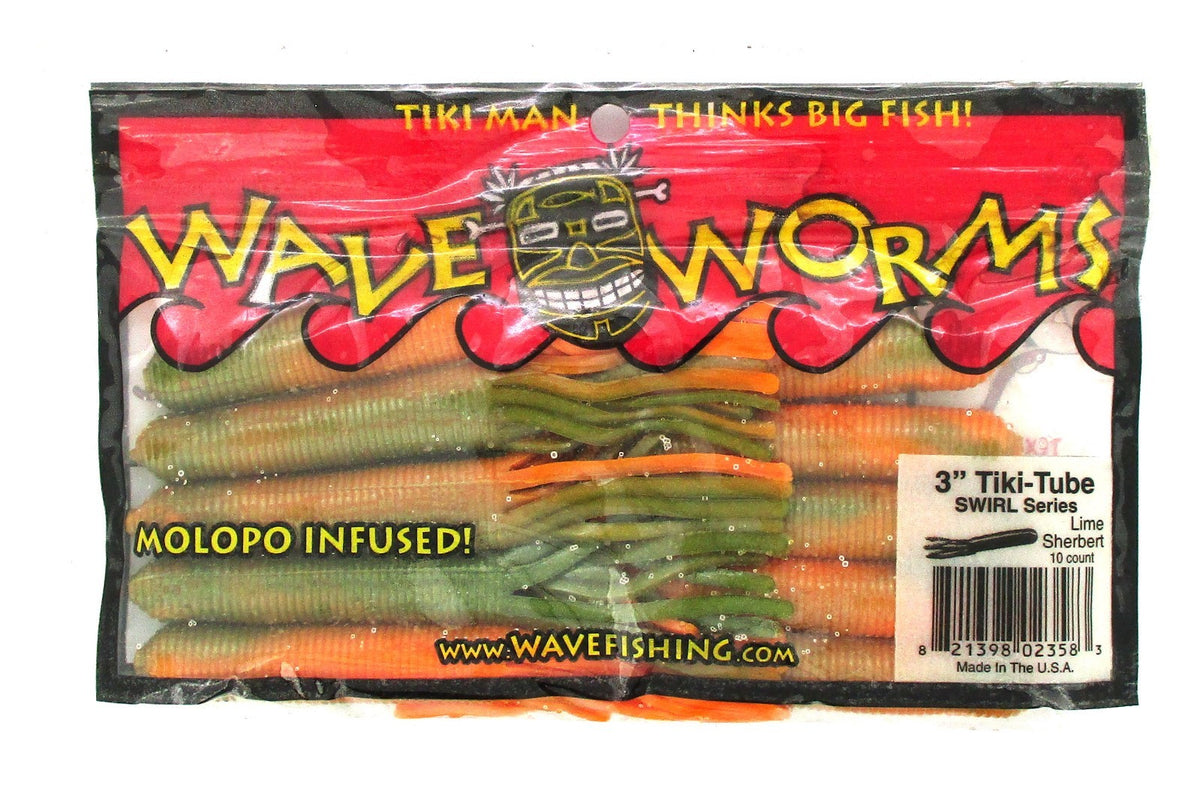 3-Inch Tiki Tube Swirl Baits Lime Sherbert Pack of 3 Fishing Lures