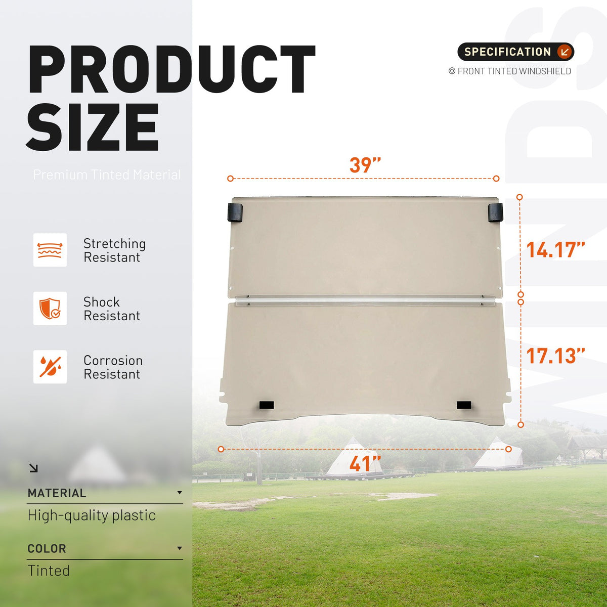 Foldable Tinted Windshield for EZGO TXT Golf Cart 1994-2014 Impact-Resistant