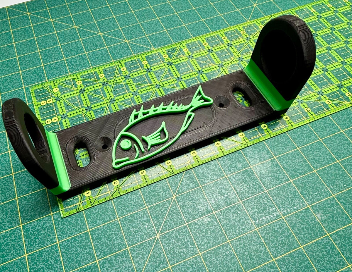 Wall Mount Fishing Rod and Reel Storage Rack Set of 3 - Black & Neon Green