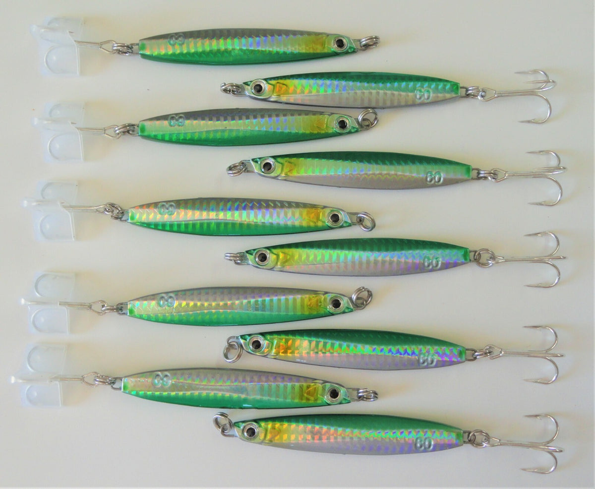 Metal Jig Sniper 60g/2oz Saltwater Fishing Lures Set - Green Vertical Tackle