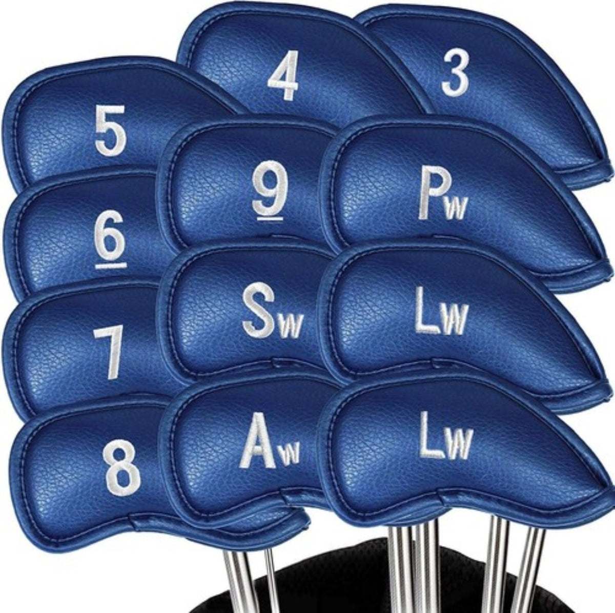 Golf Iron Head Covers 12 Pack Set - Universal Durable PU Club Protectors