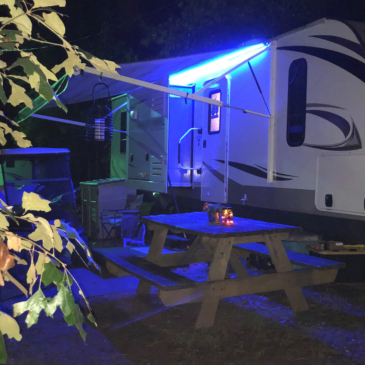 16ft UV LED Strip Light Blue Night Fishing Boat 12V DC Waterproof